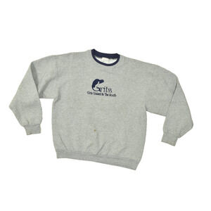 Vintage GRITS Girls Raised In The South Pullover Sweatshirt Gray W/ Stain Size L